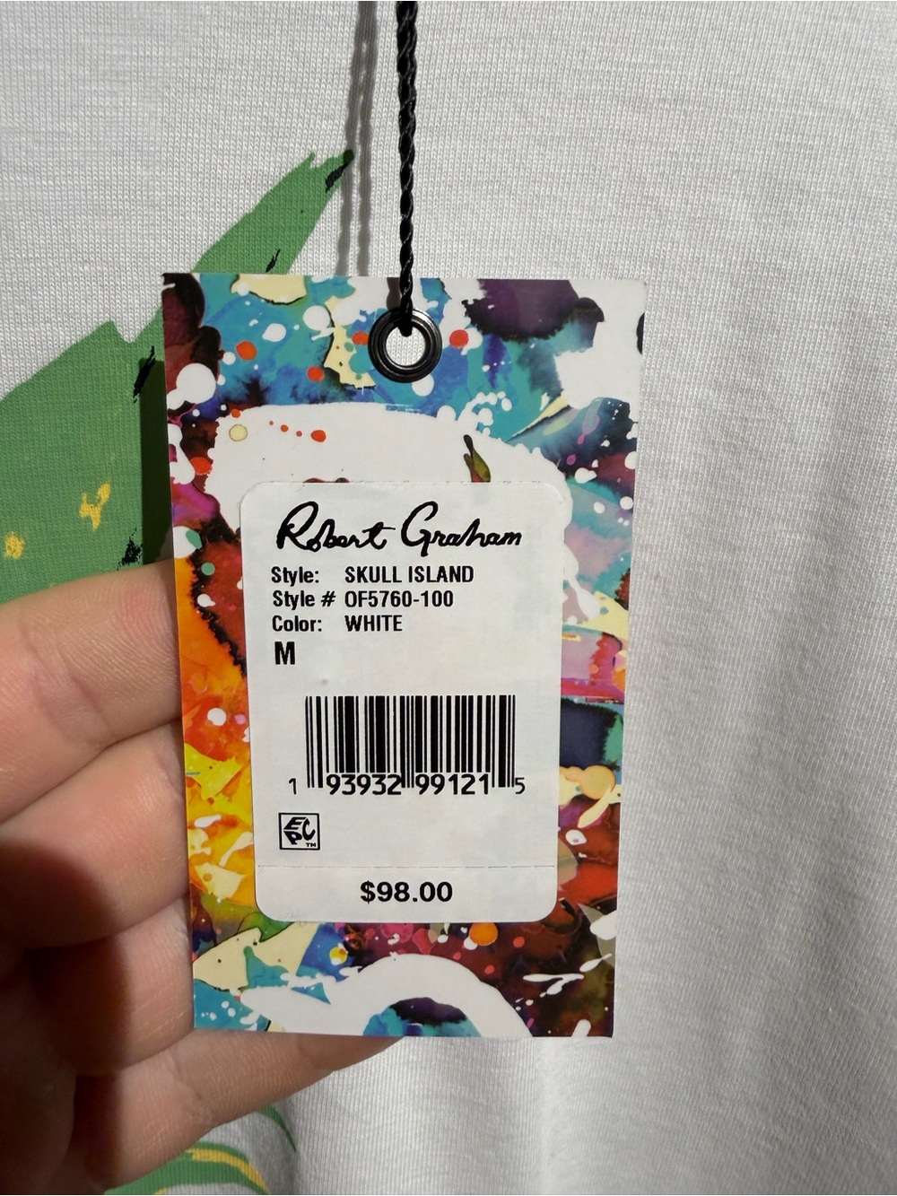 Robert Graham Skull Island White Skull Graphic Crew Neck Tee Mens M $98 MSRP - Picture 3 of 3